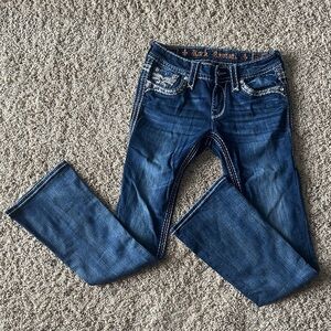 Rock Revival Dark Blue Embellished Boot Cut Jeans